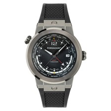 FERRAGAMO F-80 GMT Worldtime Silicone Strap Watch, 43mm, Main, color, Ip Gunmetal