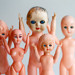 Antique Plastic Dolls with movable eyes - Complete Sets of 5 - Altered arts Mixed Media or any other way you like