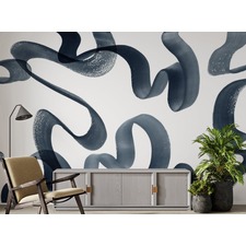 Watercolour Blue Swirls Mural