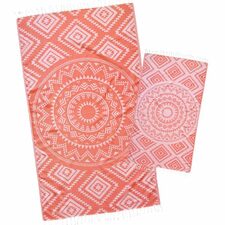 orange aztec beach towels