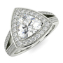 Triangle Diamond 2 Row Split Shank Halo Engagement Ring