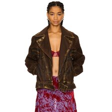 Masha Popova Double Rider Oversized Jacket in Bronzed Espresso | REVOLVE