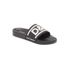 Dolce&amp;Gabbana Logo Embossed Sport Slide, Main, color, 89690 Black/White