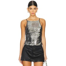Free People James Sequin Tank in Silver Combo | REVOLVE