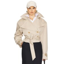 Helsa Oversized Cropped Trench in Chino | REVOLVE