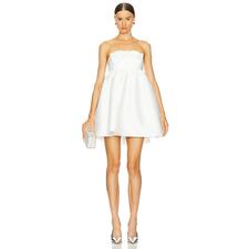 self-portrait Taffeta Bandeau Mini Dress in White | REVOLVE