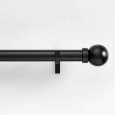 View Black 1.5" Standard Curtain Rod and Large Round End Cap Finials Set 28"-48" - image 1 of 3