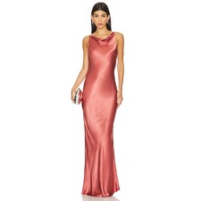 Shona Joy La Lune High Neck Cowl Midi Dress in Terracotta | REVOLVE