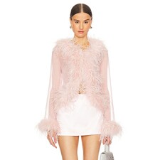 Bubish Gigi Feather Blouse in Blush | REVOLVE