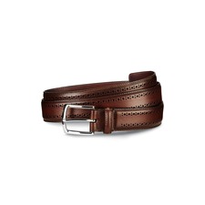 Allen Edmonds Manistee Brogued Leather Belt, Main, color, Dark Chili