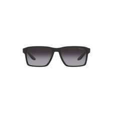 Prada Linea Rossa 58mm Gradient Rectangular Sunglasses, Main, color, Black