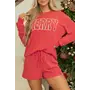 MERRY Round Neck Long Sleeve Top and Shorts Lounge Set