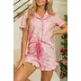 Candy Cane Collared Neck Top and Shorts Lounge Set