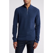 Cotton &amp; Cashmere Quarter Zip Sweater, Main, color, Navy Night
