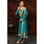 Turquoise Blue Silk Zari Jacquard Kurta Set