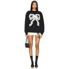 Yuhan Wang Lace Bow Sweatshirt in Black | REVOLVE