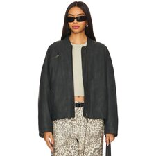Free People x We The Free Vinny Faux Leather Bomber in Black | REVOLVE