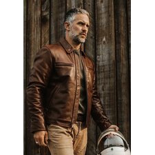 Men Biker Jacket Brown