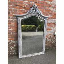 A Stunning large highly decorative Antique 19th Century French carved wood painted Mirror