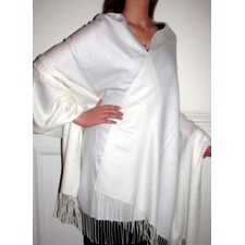 Buy White 4 Ply Cashmere Shawl Winter Wrap | Yours Elegantly