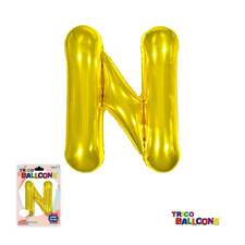 Super Shape Letter N Gold Mylar Balloon