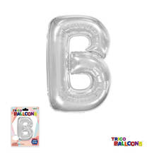 Super Shape Letter B Silver Mylar Balloon