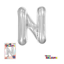 Super Shape Letter N Silver Mylar Balloon