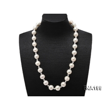 12-14mm White Round Edison Pearl Necklace with Czech Zircons