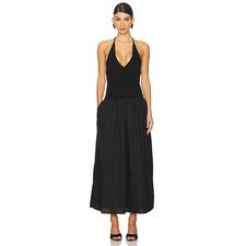 Shona Joy Aliah Halter Midi Dress in Black | REVOLVE