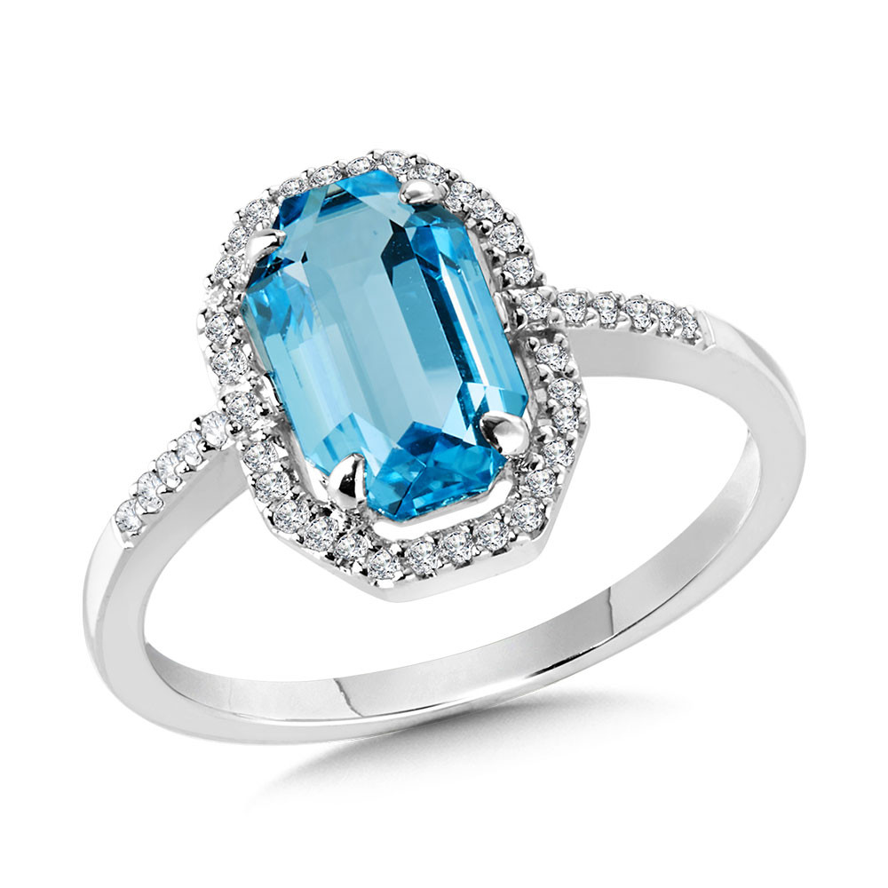 Blue Topaz Halo Ring