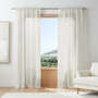 View Briza White Windowpane European Flax ™-Certified Linen Sheer Window Curtain Panel 52"x84" - image 1 of 7