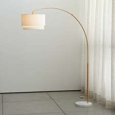 View Meryl Arc Brass Floor Lamp with White Shade - image 1 of 7