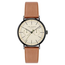 Ted Baker London Leather Strap Watch, 20mm, Main, color, Brown
