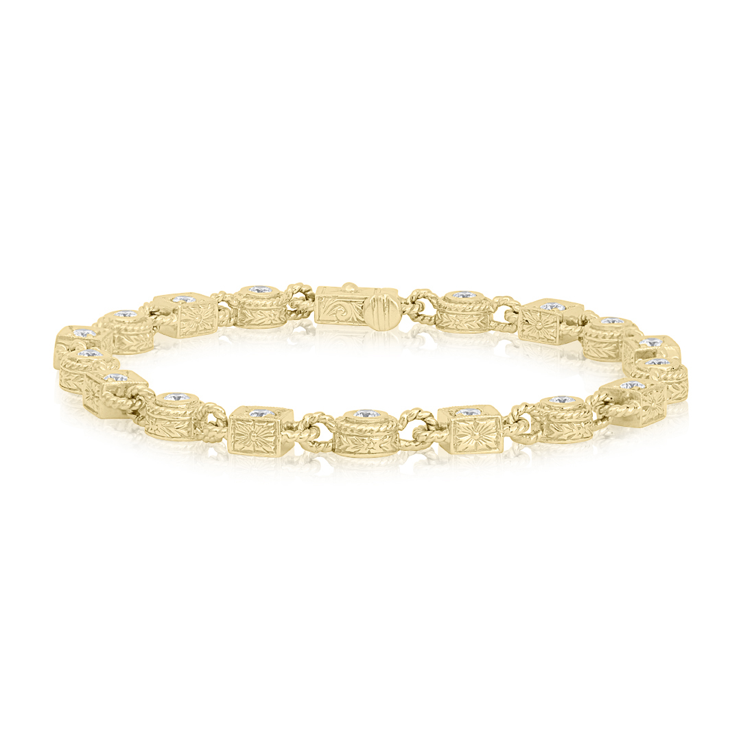18K Yellow Gold Round and S...