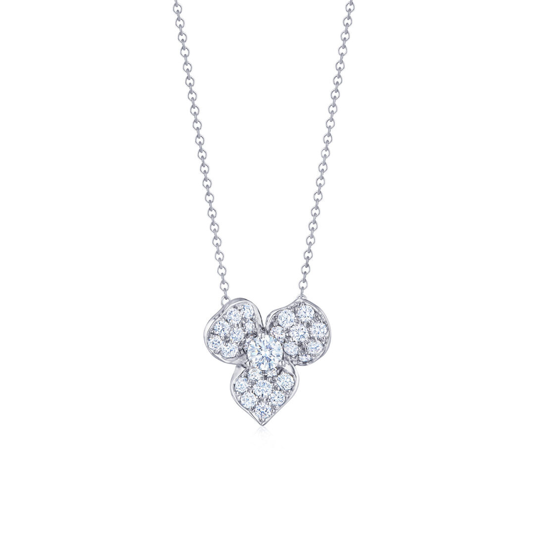 18K White Gold Floral Colle...