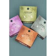 Planet Zodiac Silver Stud Earrings closeup