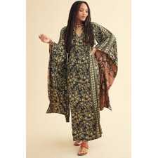 Teal Goddess Reversible Maxi Dress front view on teal side