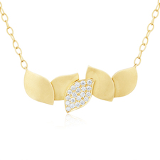 18K Yellow Gold Diamond Layered Leaf Collection Necklace