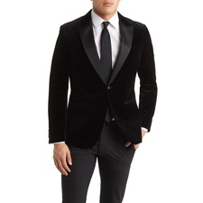 BOSS Hutson Silk Blend Velvet Dinner Jacket, Main, color, Black