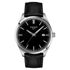 Tissot PR 100 Quartz Leather Strap Watch, 40mm, Main, color, Black