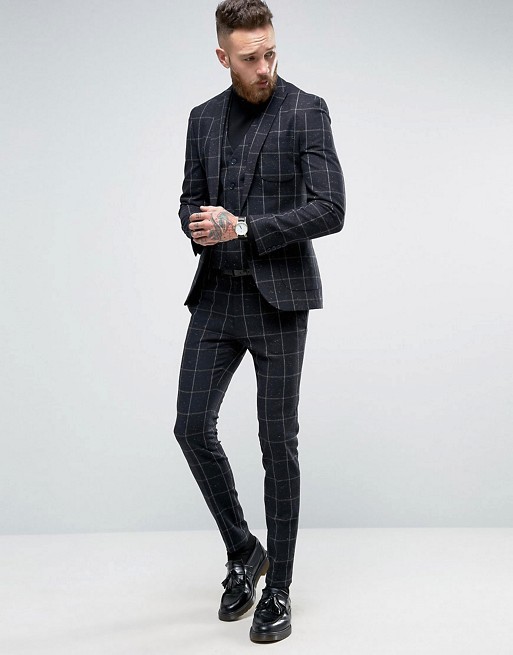 Super Skinny Suit in Navy Check | Shoplinkz, Menswear | Shoplinkz