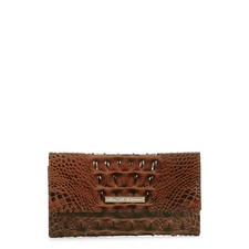 Brahmin Cordelia Croc Embossed Leather Wallet, Main, color, Pecan