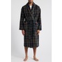 Majestic International Nor'easter Plaid Fleece Robe, Main, color, Charcoal