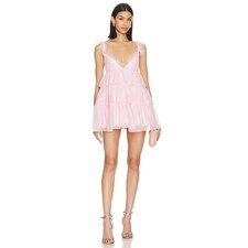 MORE TO COME Arabela Ruffle Mini Dress in Baby Pink | REVOLVE