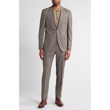 Peter Millar Tailored Fit Plaid Wool Suit, Main, color, Tan