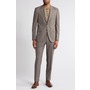 Peter Millar Tailored Fit Plaid Wool Suit, Main, color, Tan