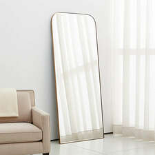 View Edge Brass Arch Rectangle Floor Mirror 32"x76" - image 1 of 9