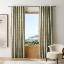 View EUROPEAN FLAX ™-Certified Textured Linen Burnt Green Window Curtain Panel 48"x84" - image 1 of 8