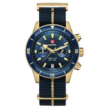 RADO Capitan Cook Automatic Chronograph Webbing Strap Watch, 43mm, Main, color, Blue
