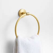 View Modern Flat-End Brushed Brass Bathroom Hand Towel Ring - image 1 of 4